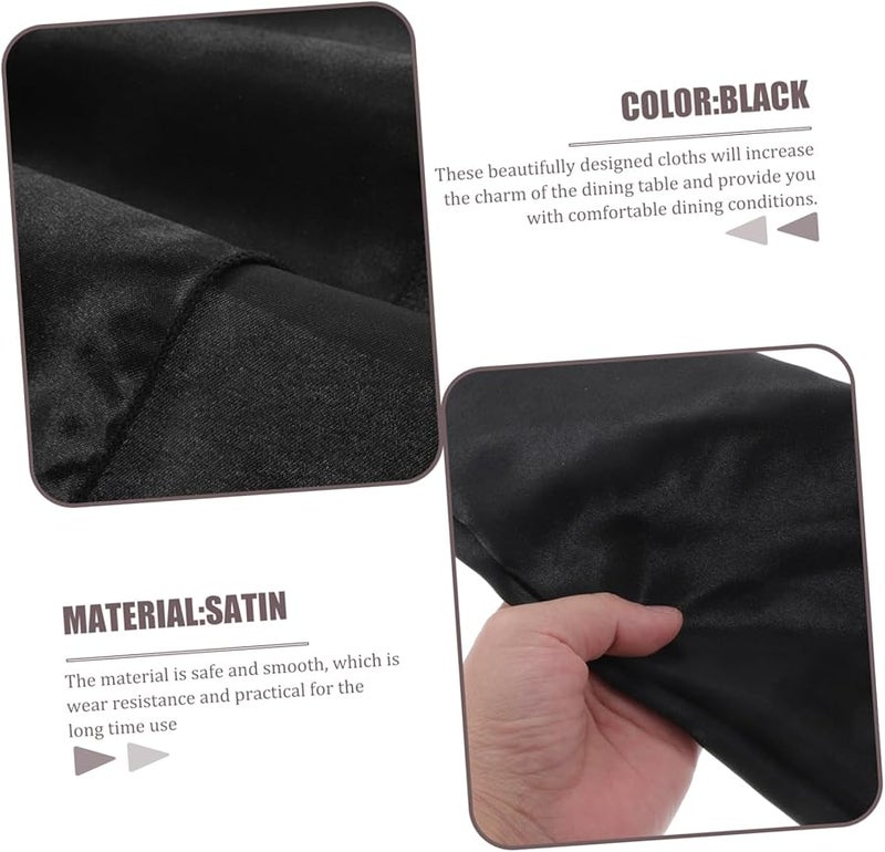 مناديل العشاء من قماش الساتان الأسود 5 قطع لحفلات الزفاف والحفلات وديكور المنزل - Image 2